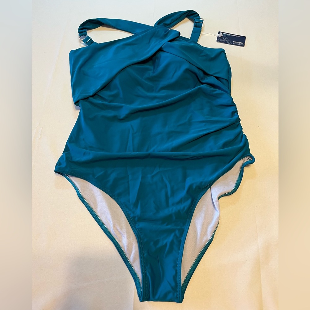 Green 1 piece swimsuit. Size large. #41p